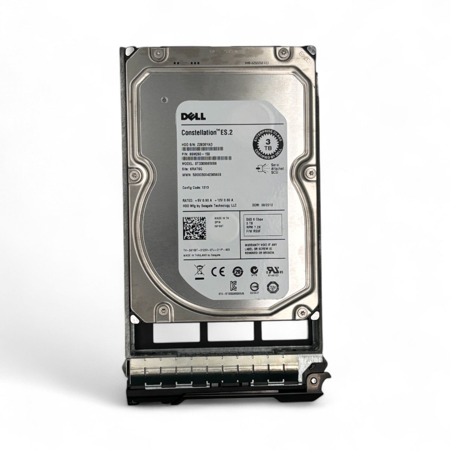 3 TB 7,2 K SAS 3,5 Zoll DP 6G DELL Teilenummer: 91K8T 091K8T