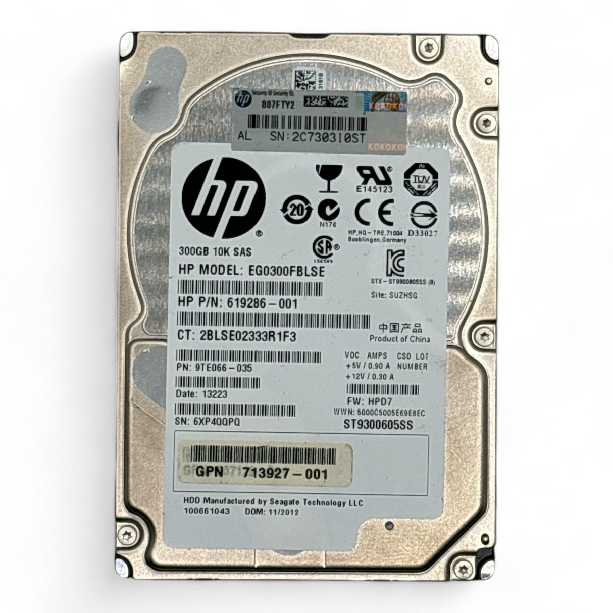 300 GB 10K SAS 2,5-Zoll-Festplatte DP 6G HP Teilenr.: 619286-001