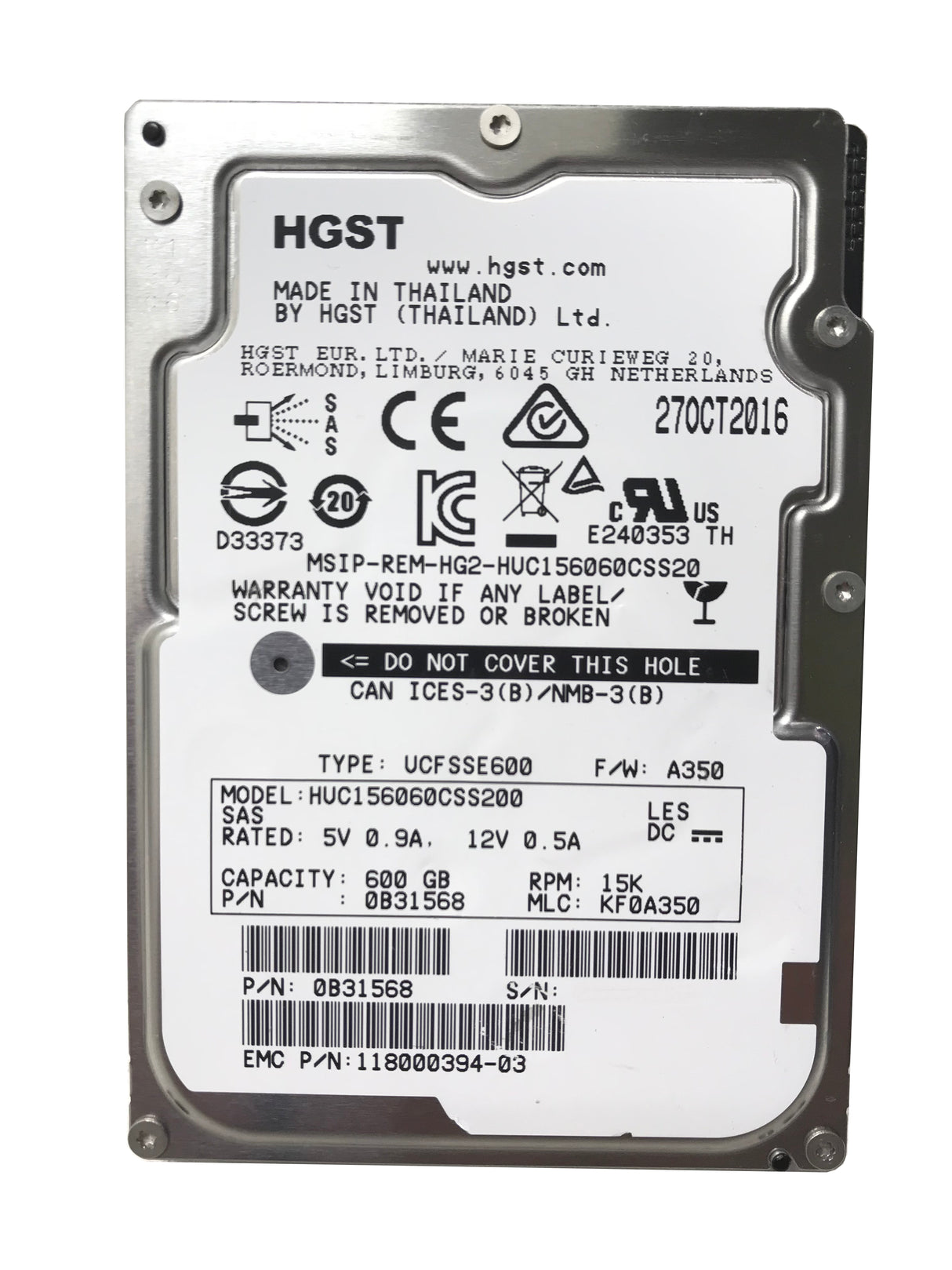 HGST Ultrastar C15K600 600GB 0B31568