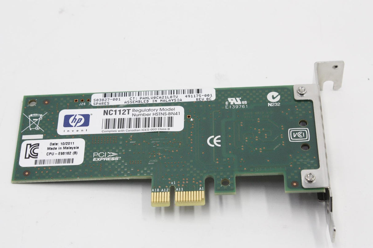HP, Ethernet, PCI-E, 1Gb, 1-port, NC112T 491175-001