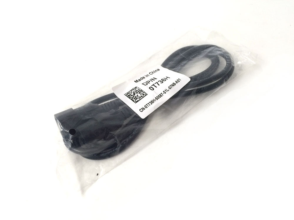 Dell Powercord IEC320 C13 (female) to IEC320 C14 (male), 2m Black P/N: T736H, 0T736H, 450-12466NEW