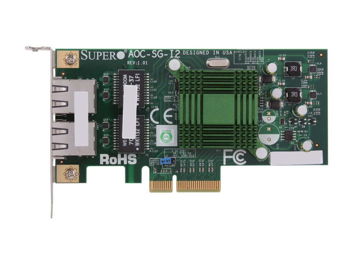Dual Port, PCI-E, LP + FP, Supermicro AOC-SG-I2-Zusatzkarte