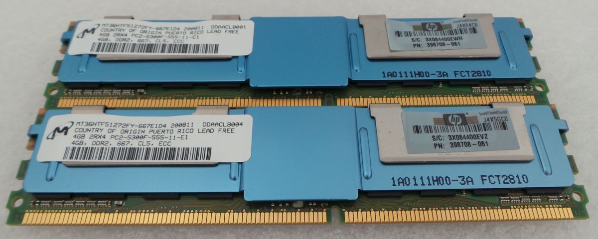 4GB 2RX4 PC2-5300F DDR2-667 ECC, Micron, HP