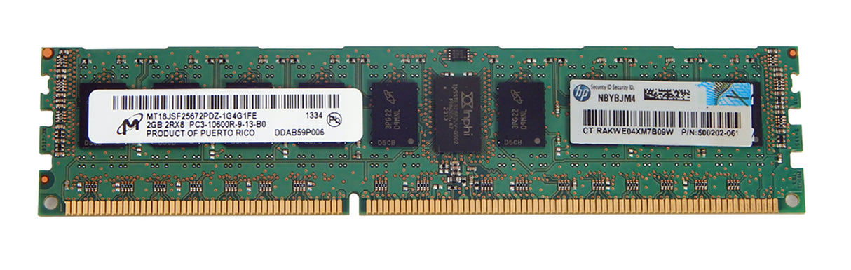 2GB 2Rx8 PC3-10600R DDR3-1333 ECC, Micron, HP