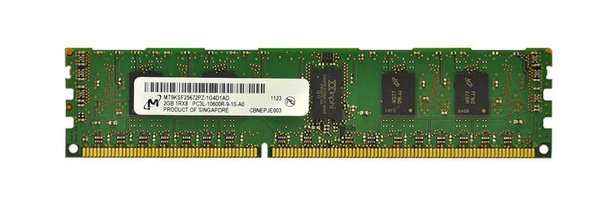 2GB 1Rx8 PC3L-10600R DDR3-1333 ECC Low Voltage, Micron P/N: MT9KSF25672PZ-1G4D1AD