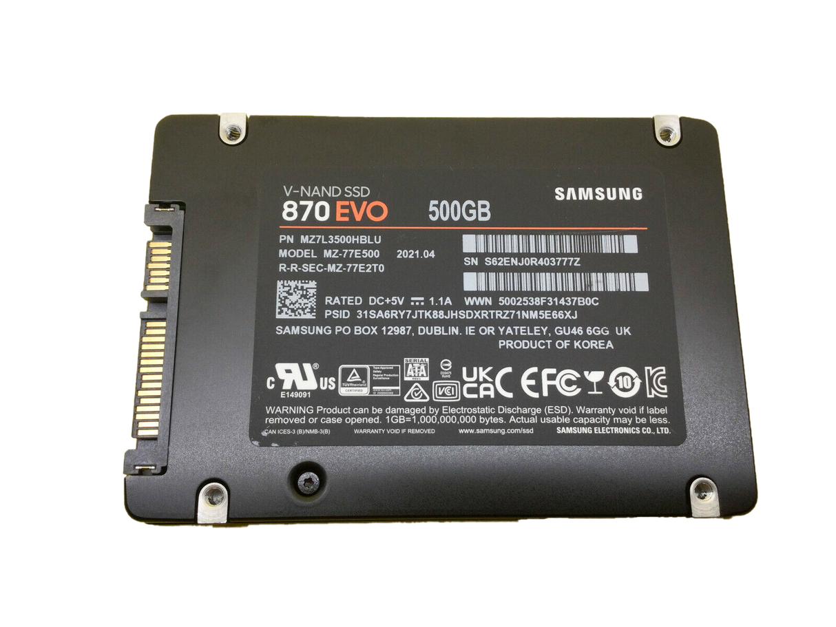 500 GB SSD SATA 2,5 Zoll 6G MU Samsung 870 EVO MZ-77E500 P/N: MZ7L3500HBLU