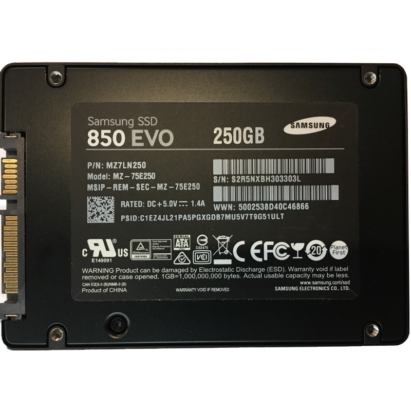 250 GB SATA 2,5 Zoll SSD 6G Samsung 850 EVO MZ-75E250 Teilenummer: MZ7LN250HMJP