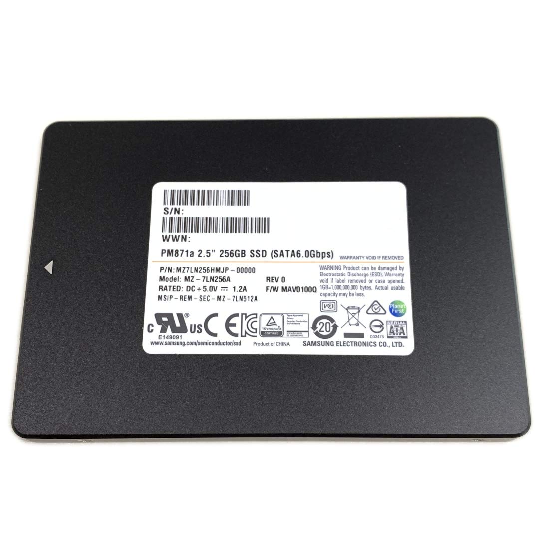 256 GB SSD SATA 2,5 Zoll 6G Samsung PM871a MZ-7LN256A P/N: MZ7LN256HMJP-00000