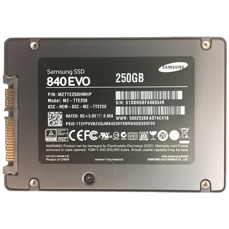 250 GB SATA 2,5" SSD 6G Samsung 840 EVO MZ-7TE250 P/N: MZ7TE250HMHP