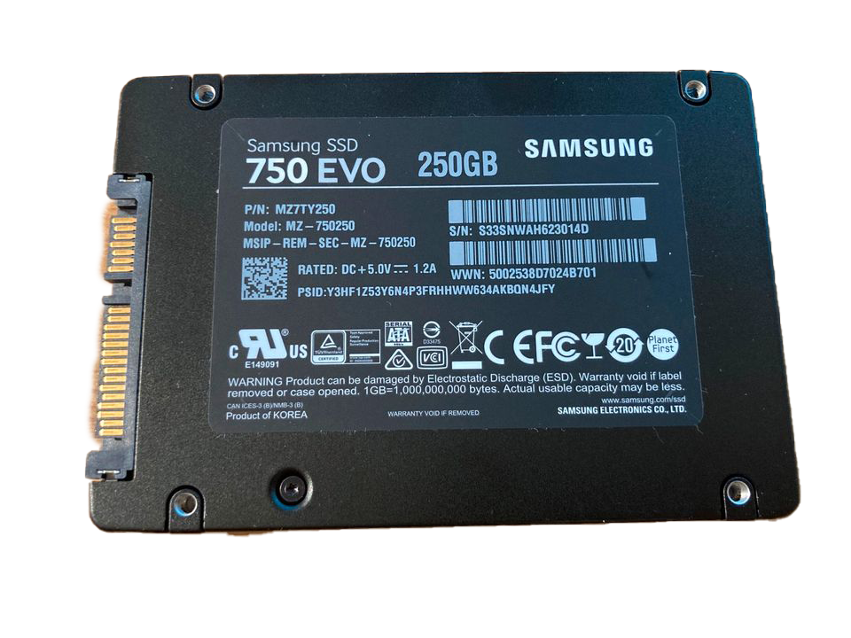 250 GB SATA 2,5 Zoll SSD 6G Samsung 750 EVO MZ-750250 Teilenummer: MZ7TY250