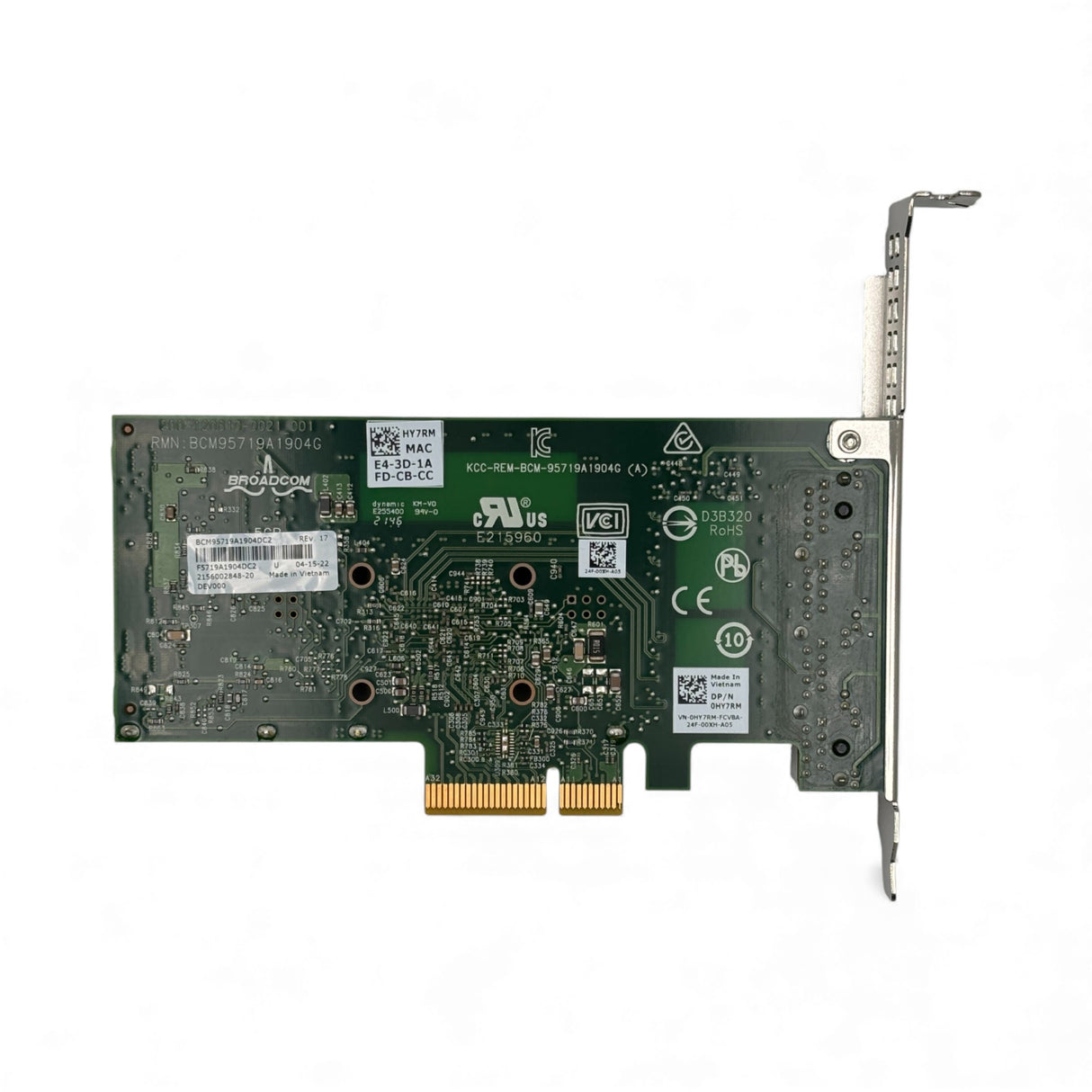 Dell Broadcom 5719 4-Port 1GbE PCIe Netwerkkaart – P/N: 0HY7RM, HY7RM