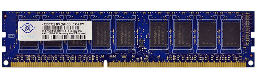 2GB 2Rx8 PC3-10600E DDR3-1333 ECC, Nanya P/N: NT2GC72B8PA0NF