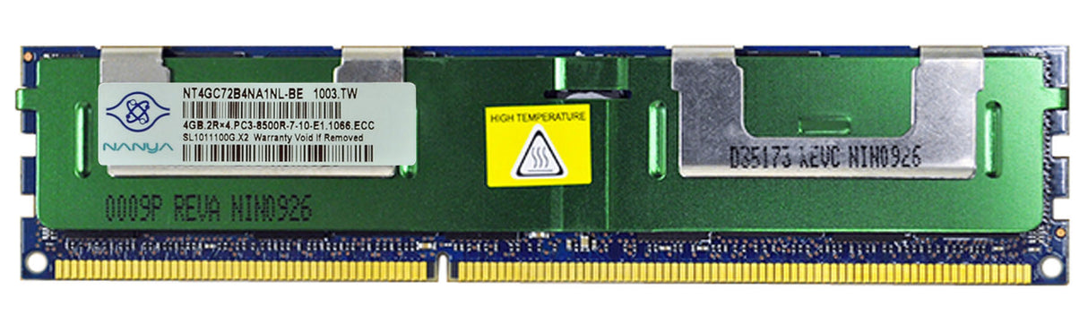 4GB 2Rx4 PC3-8500R DDR3-1066 Registered-ECC, Nanya P/N: NT4GC72B4NA1NL-BE