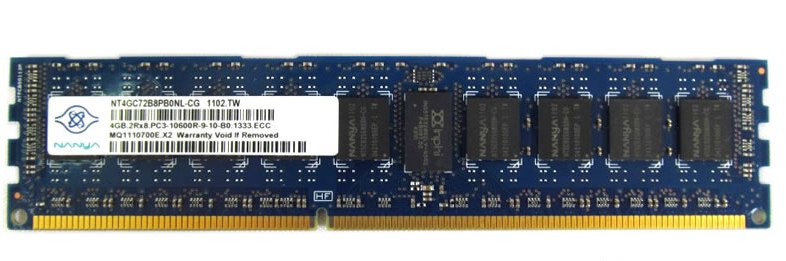4GB 2Rx8 PC3-10600R DDR3-1333 ECC, Nanya P/N: NT4GC72B8PB0NL-CG