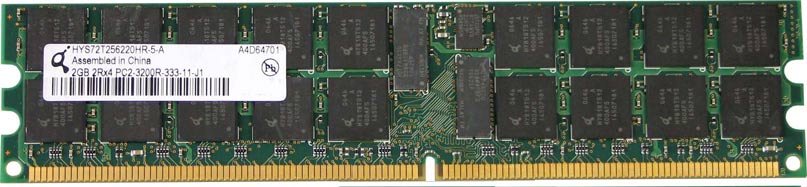 2GB 2Rx4 PC2-3200R ECC DDR2-400 Qimonda P/N: HYS72T256220HR-5