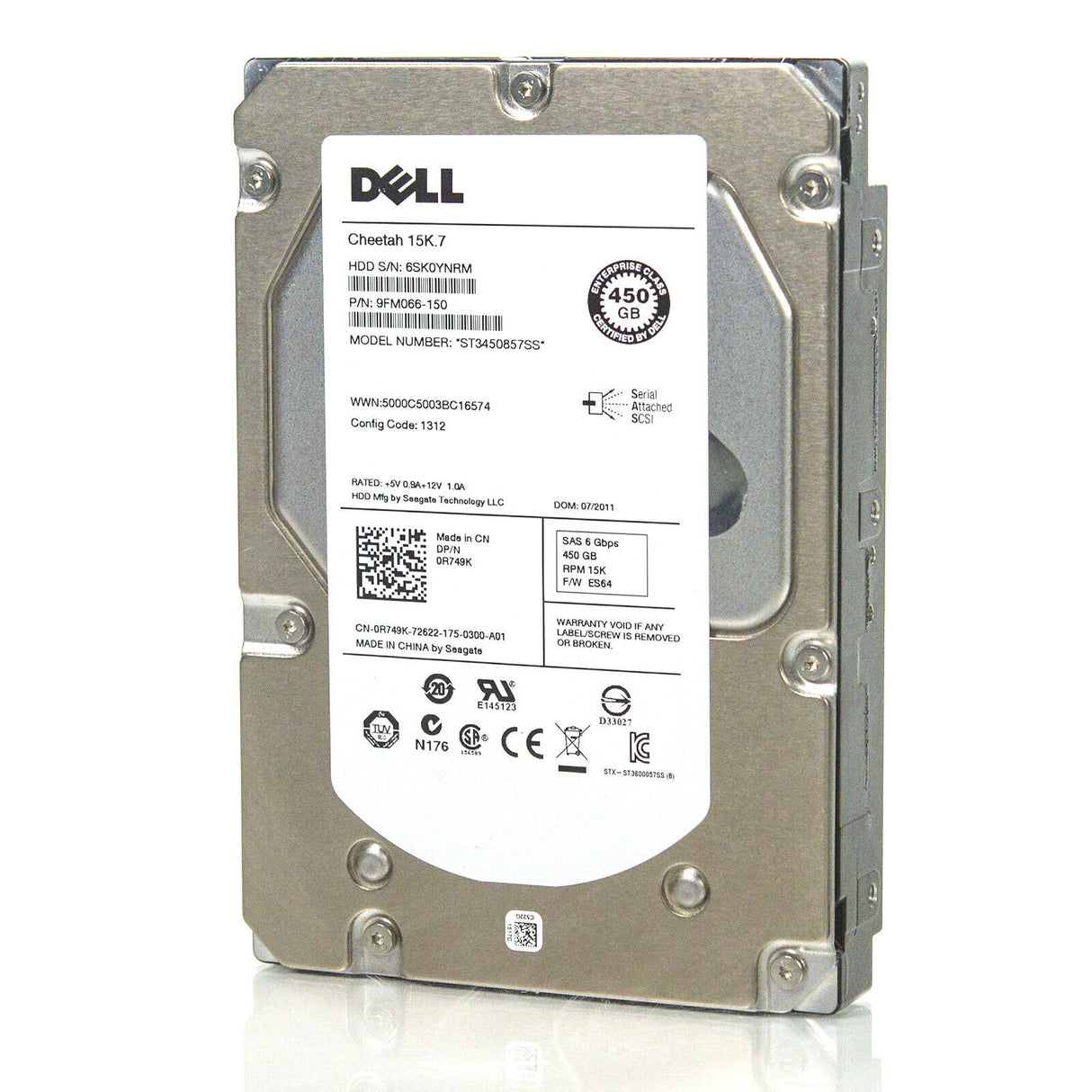 450 GB 15K SAS 3,5 Zoll DP 6G DELL Teilenummer: R749K 0R749K