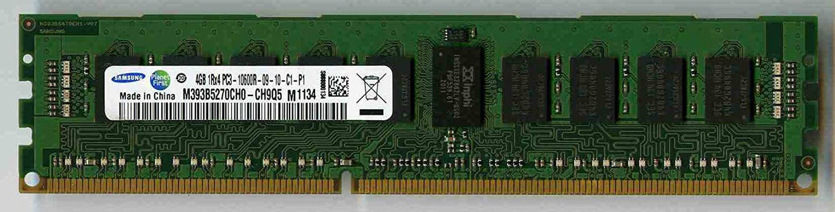 4GB 1Rx4 PC3-10600R DDR3-1333 ECC Samsung HP, M393B5270CH0-CH9Q5