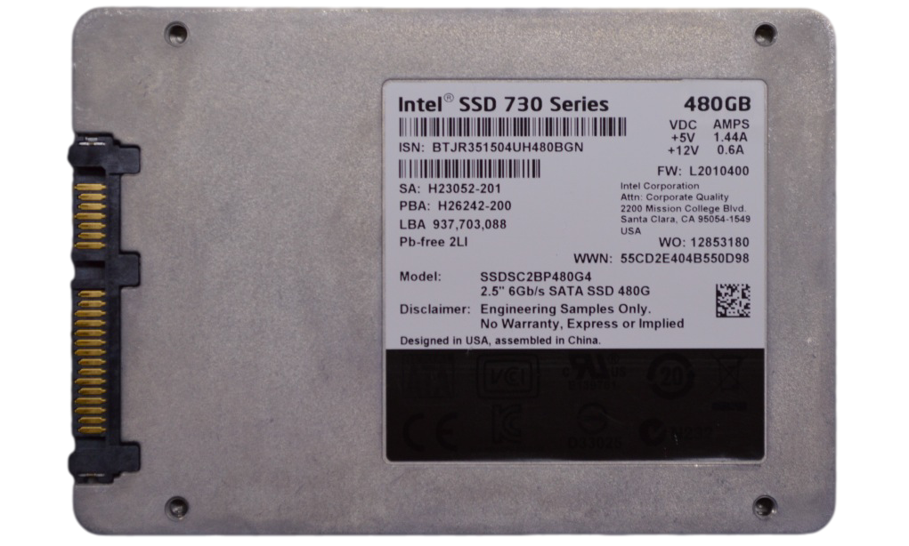 480GB SATA 2.5" 6G Intel 730 Series SSDSC2BP480G4 P/N: H23052-202 H26242-200