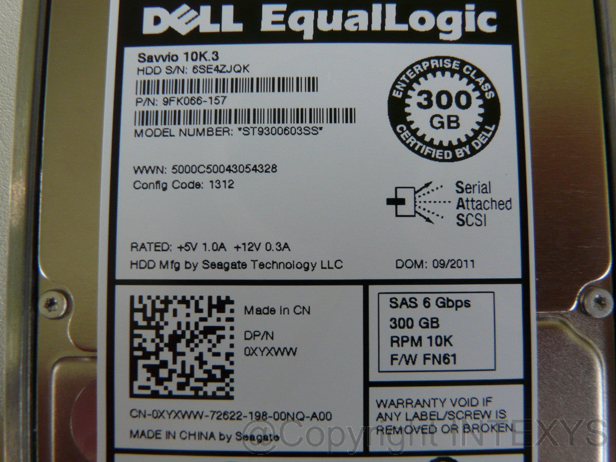 300 GB 10K SAS 2,5-Zoll-Festplatte DP 6G Dell EqualLogic PS4100/PS6100-Serie Teilenummer: XYXWW 0XYXWW