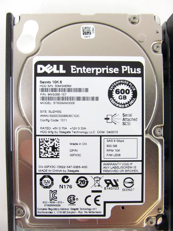 600GB 10K SAS 2.5" HDD DP 6G DELL P/N: 7YX58 07YX58 5H9C6 05H9C6
