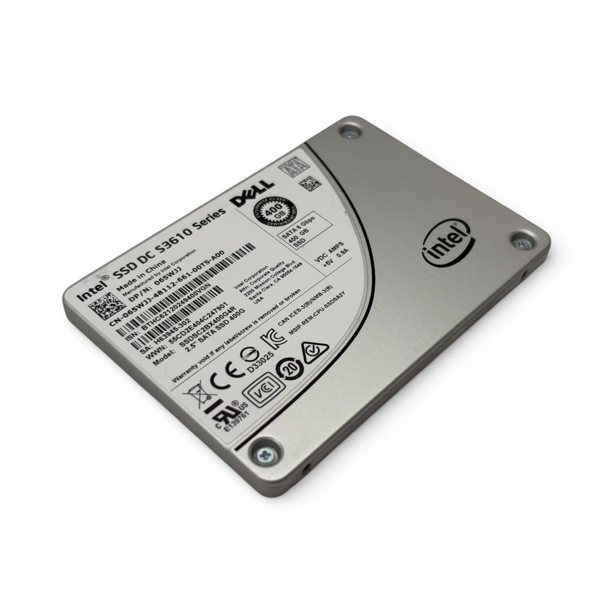 400GB SATA 6G SSD Intel DC S3610 SSDSC2BX400G4R Dell P/N: 65WJJ, 065WJJ