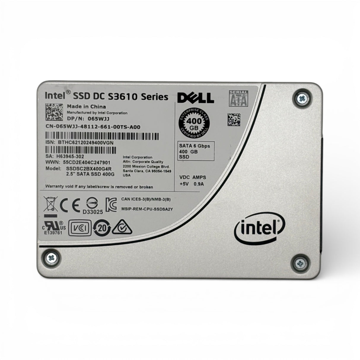 400GB SATA 6G SSD Intel DC S3610 SSDSC2BX400G4R Dell P/N: 65WJJ, 065WJJ