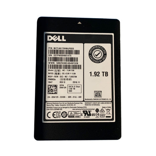 1.92TB SATA 2.5" 6G RI SSD Dell P/N: 09W12R