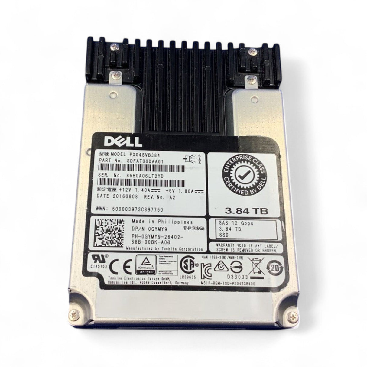 3.84TB SAS 2.5" 12G MU SSD Dell P/N: 0GYMY9