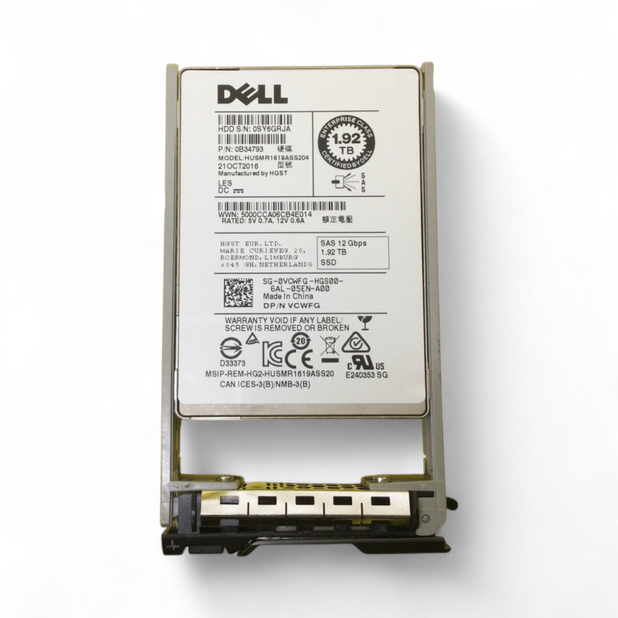 1.92TB SAS 2.5" 12G RI SSD Dell P/N: 0VCWFG