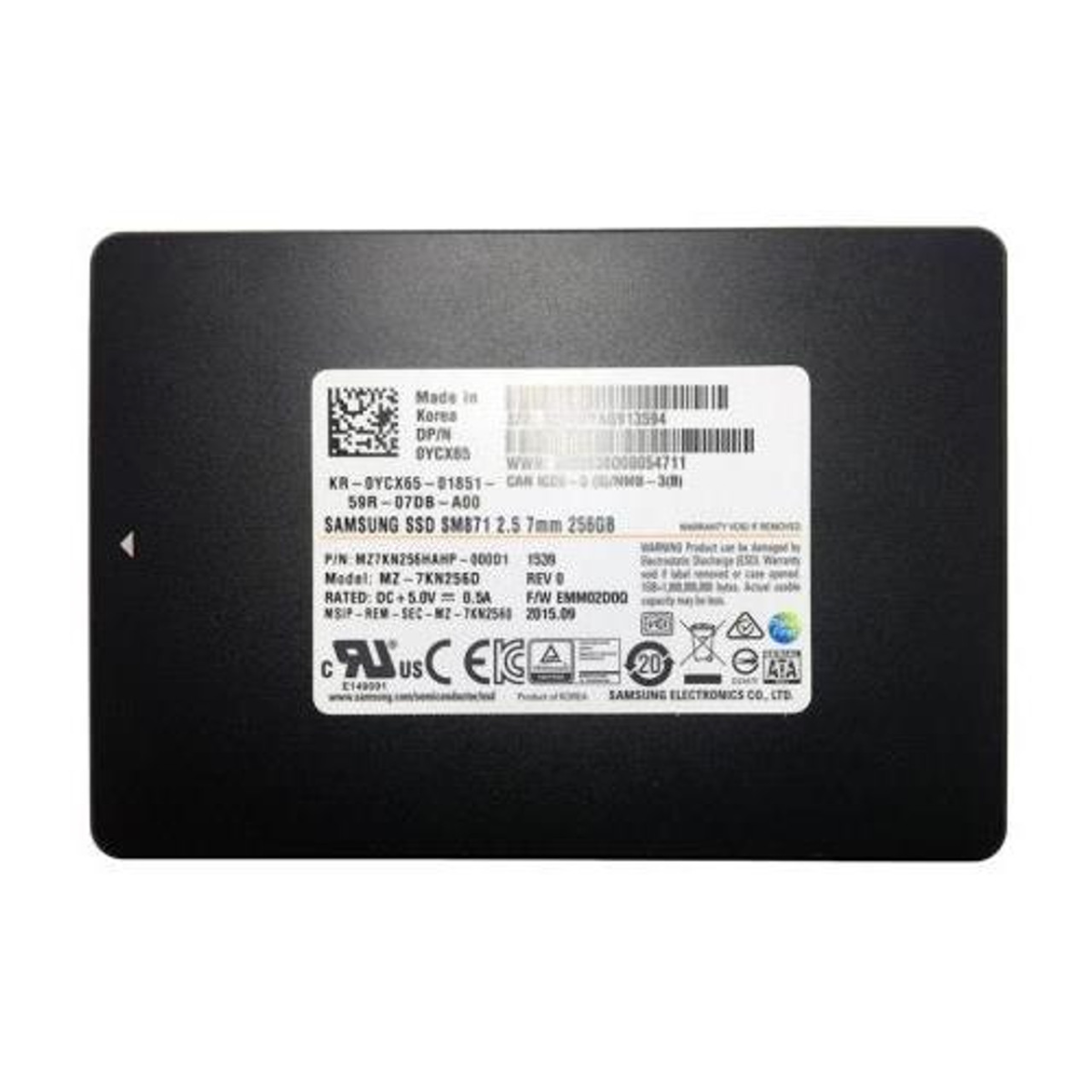 256GB SATA 2.5" SSD 6G Samsung PM871a MZ-7LN256D Dell P/N: YCX65 0YCX65 MZ7KN256HAHP-000D1