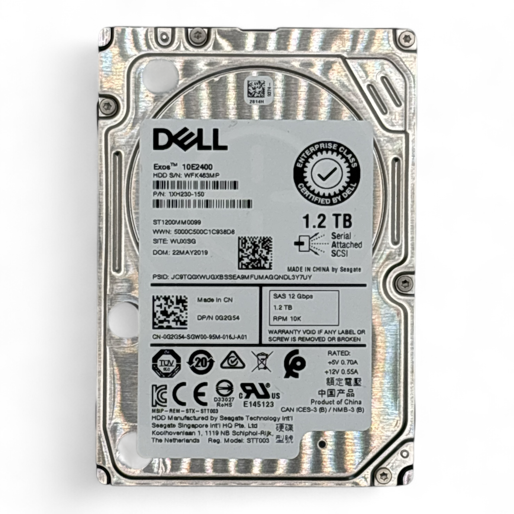 Seagate 1.2TB HDD 10K RPM 2.5 12Gb/s SAS Hard Disk Drive Model: ST1200MM0099 DP/N: G2G54