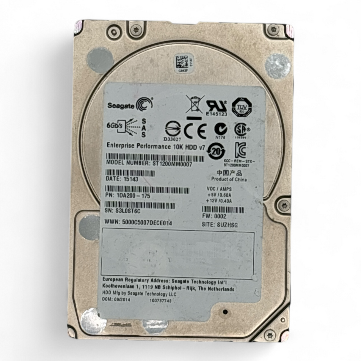 1.2TB HDD 2.5" SAS 6G 10K Seagate P/N: 1DA200-175 ST1200MM0007