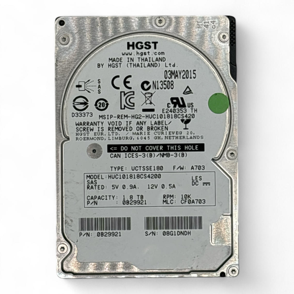 1.8TB HDD 2.5" SAS 12G 10K HGST P/N: 0B29921 HUC101818CS4200