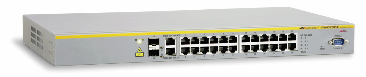 Allied Telesis AT-8000GS/24POE Layer 2 Stackable Fast Ethernet Switch with 4 combo SFP-Port