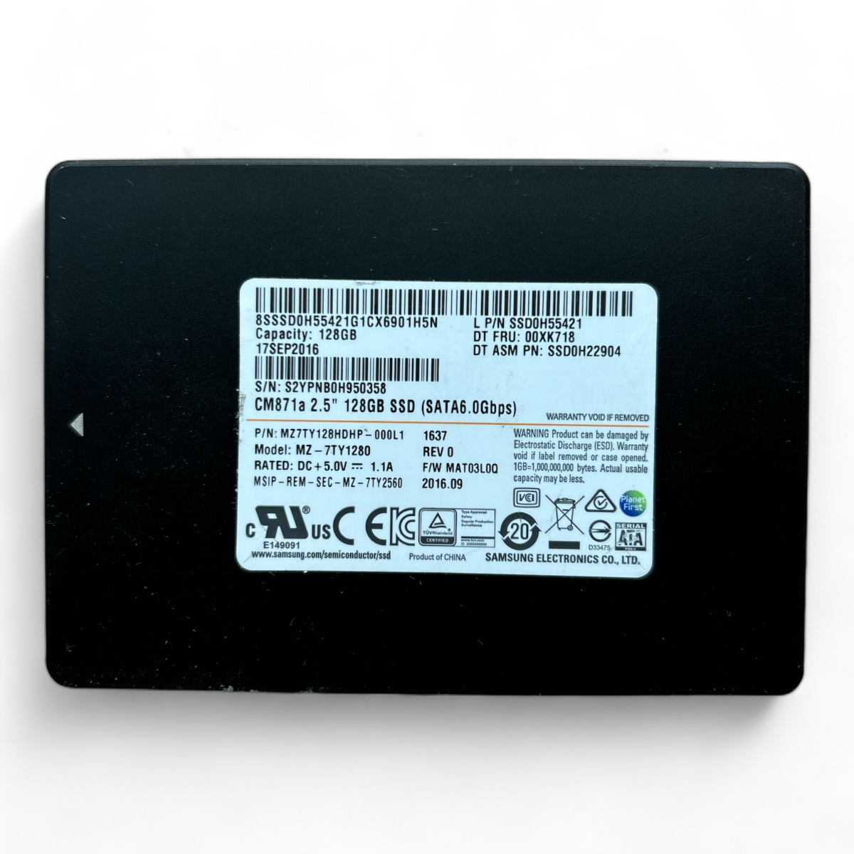 128GB SSD SATA 2.5" 6G Samsung CM871a MZ-7TY1280 P/N: MZ7TY128HDHP-000L1