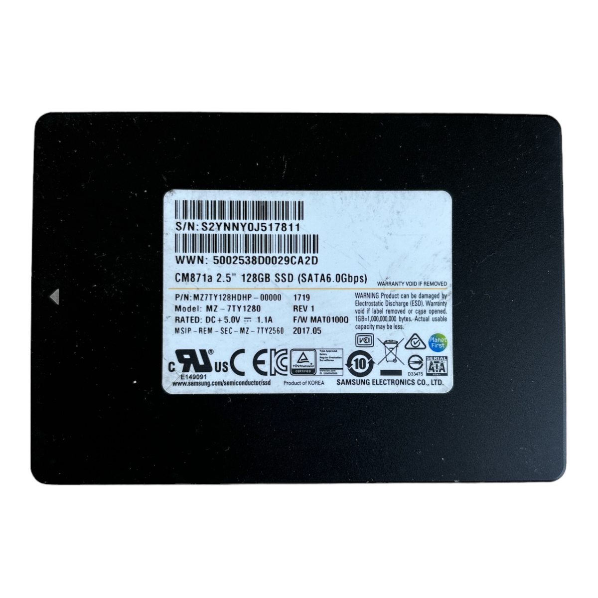 128GB SSD SATA 2.5" 6G Samsung CM871a MZ-7TY1280 P/N: MZ7TY128HDHP-00000