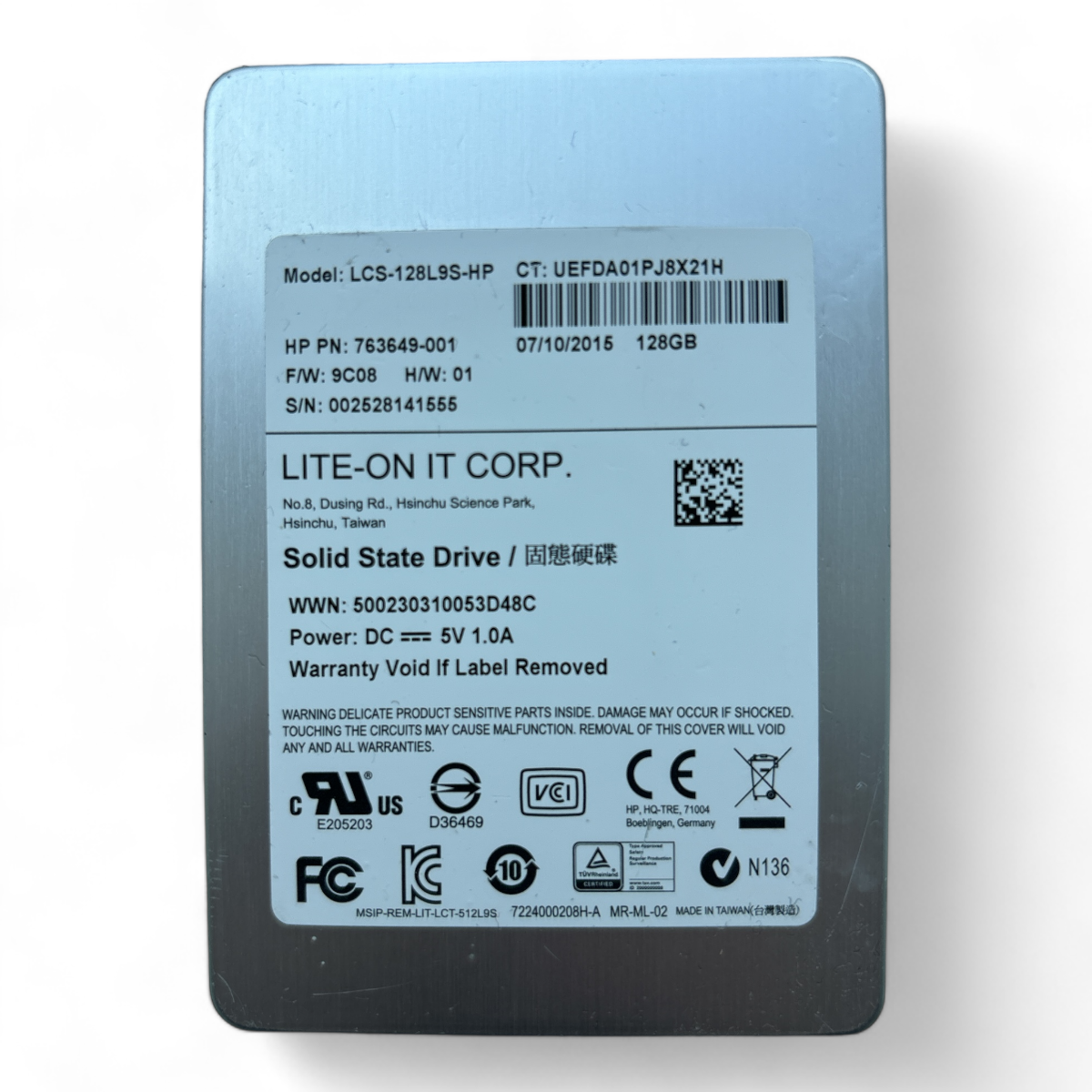 128GB SSD SATA 2.5" 6g HP Lite-On LCS-128L9S-HP P/N: 763649-001