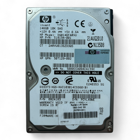 146GB 10K SAS 2.5" HP DG0146FARVU | P/N: 518194-001