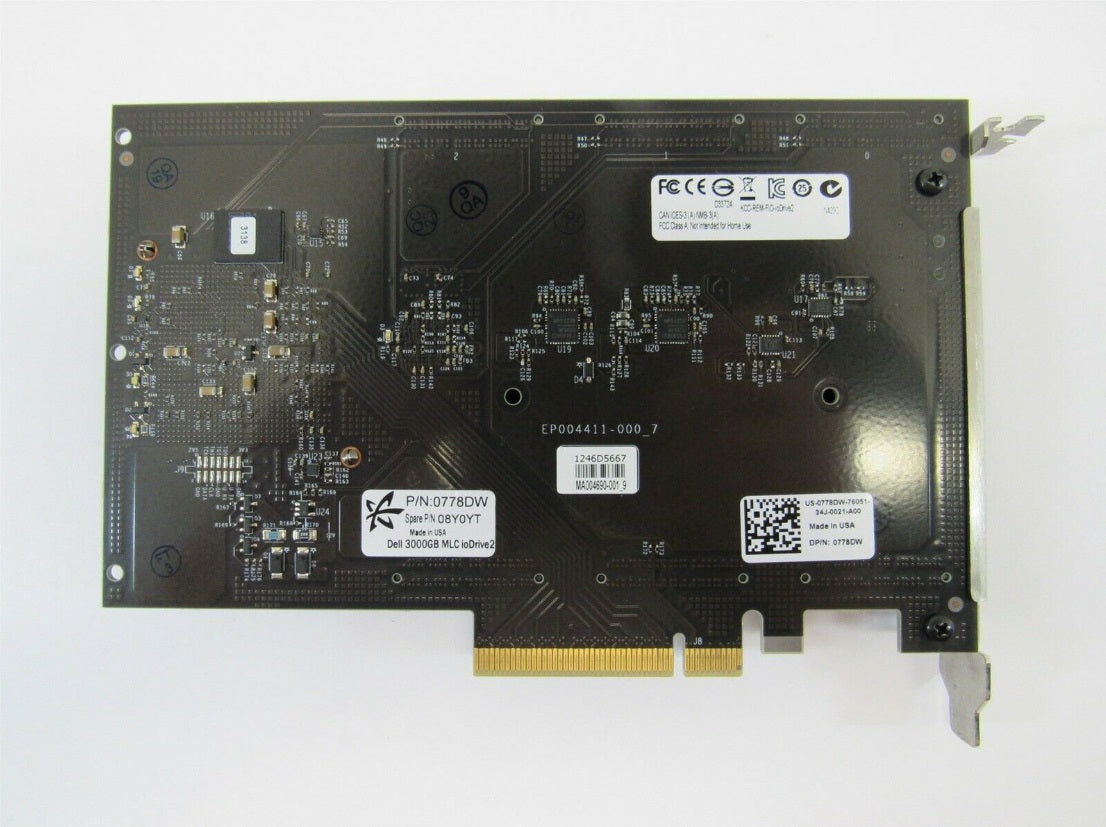 3TB SSD MLC PCIE 1.5G x4 Solid State Flash Drive Dell Fusion ioDrive-II P/N: 0778DW, 08Y0YT