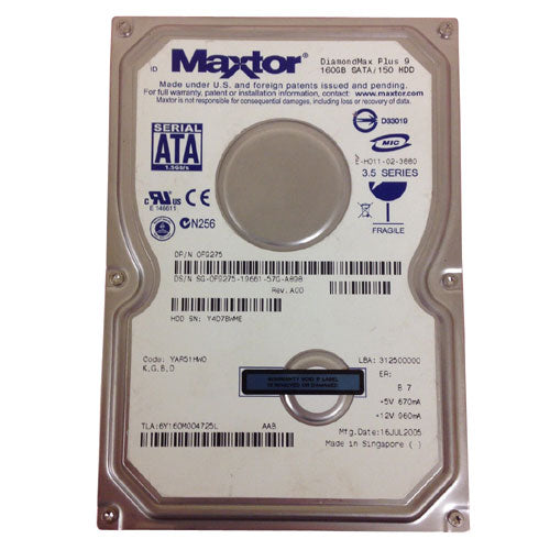 160GB 72K SATA 3 5 inch SP Maxtor 0F9275