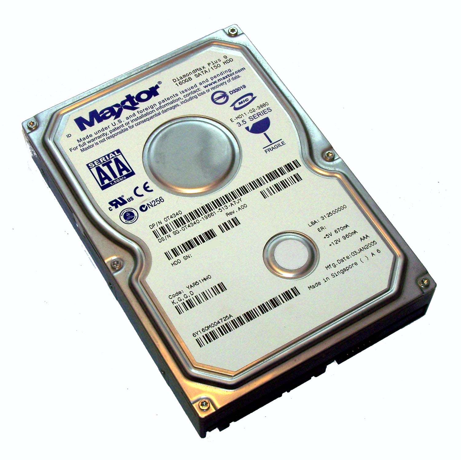 160GB 72K SATA 3 5 inch SP Maxtor T4340