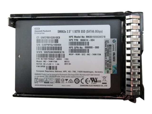 1.92TB SSD SATA 6G 2.5" HPE Samsung SM863a MK001920GWCFB MZ-7KM1T9N P/N: 866614-004 MZ7KM1T9HMJP-000H3