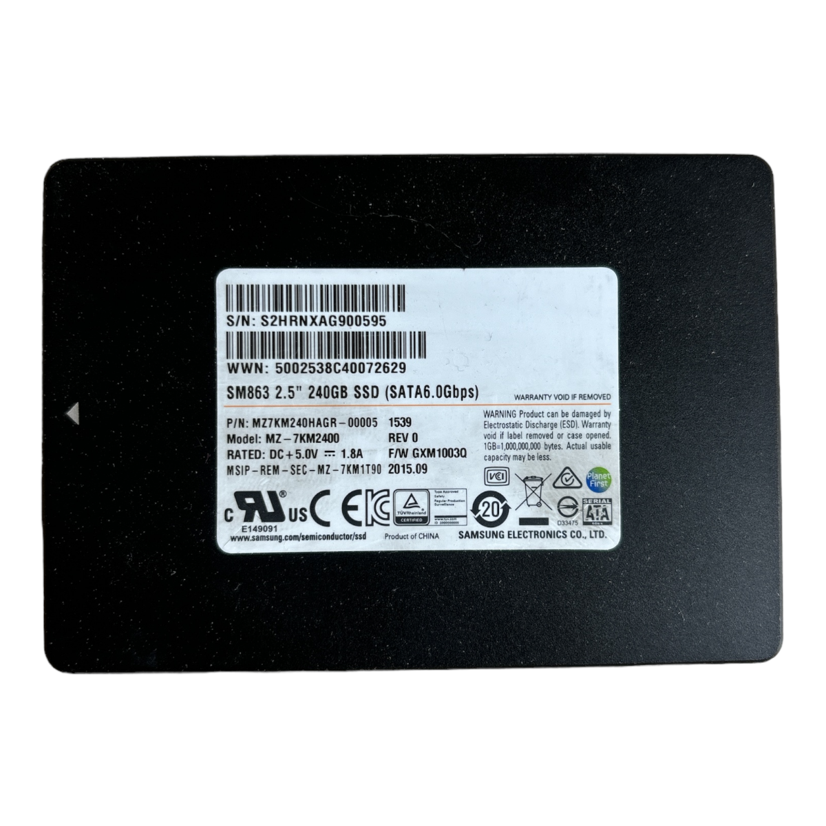 240GB SATA 2.5" SSD 6G Samsung SM863 MZ-7KM2400 P/N: MZ7KM240HAGR-00005