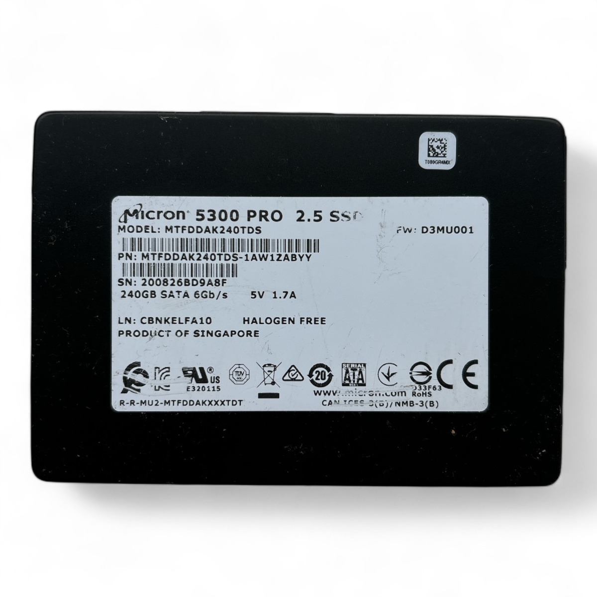 240GB SSD SATA 2.5" 6G Micron 5300 PRO MTFDDAK240TDS P/N: MTFDDAK240TDS-1AW1ZABYY