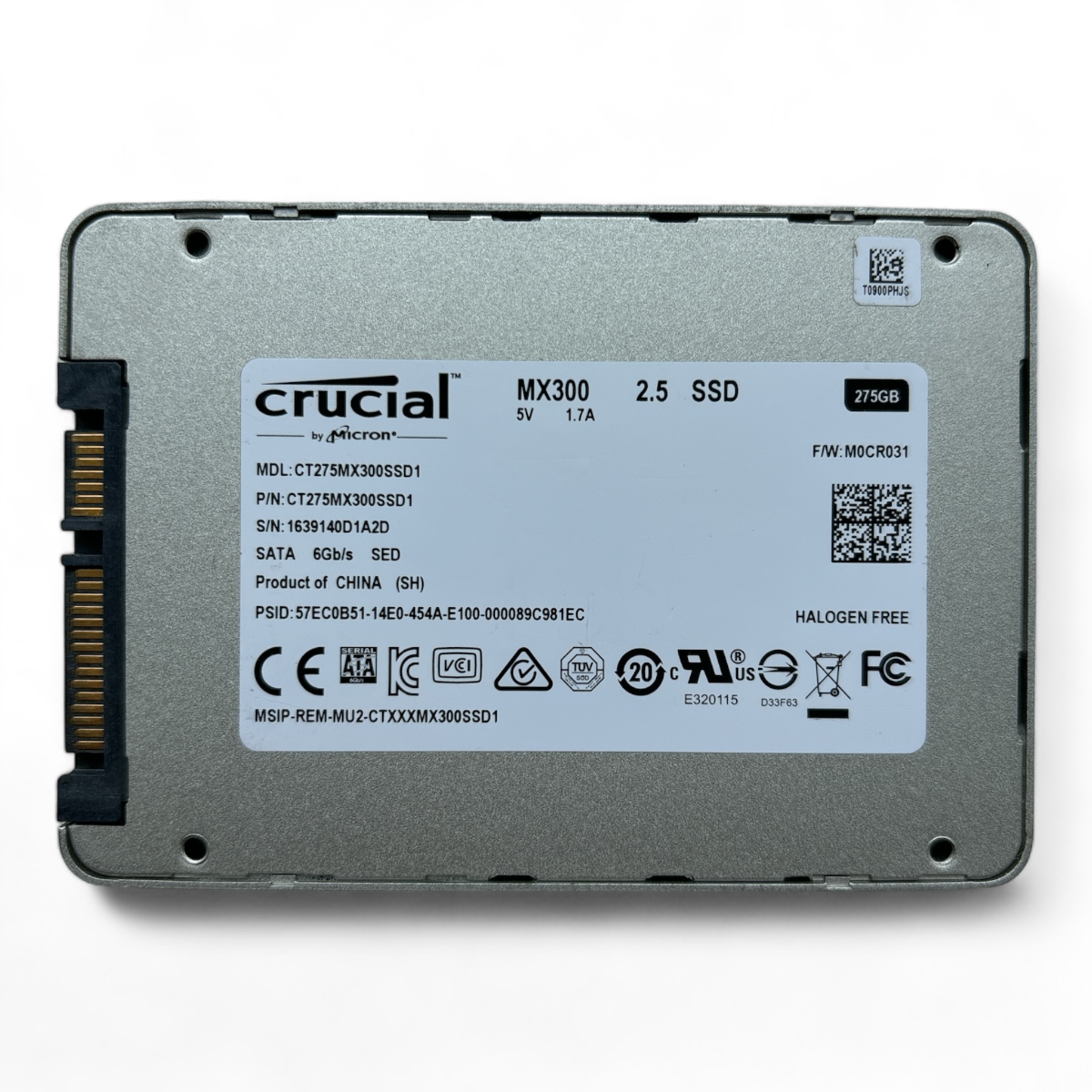 275GB SATA 2.5" 6G SED Crucial MX300 CT275MX300SSD1 P/N: CT275MX300SSD1