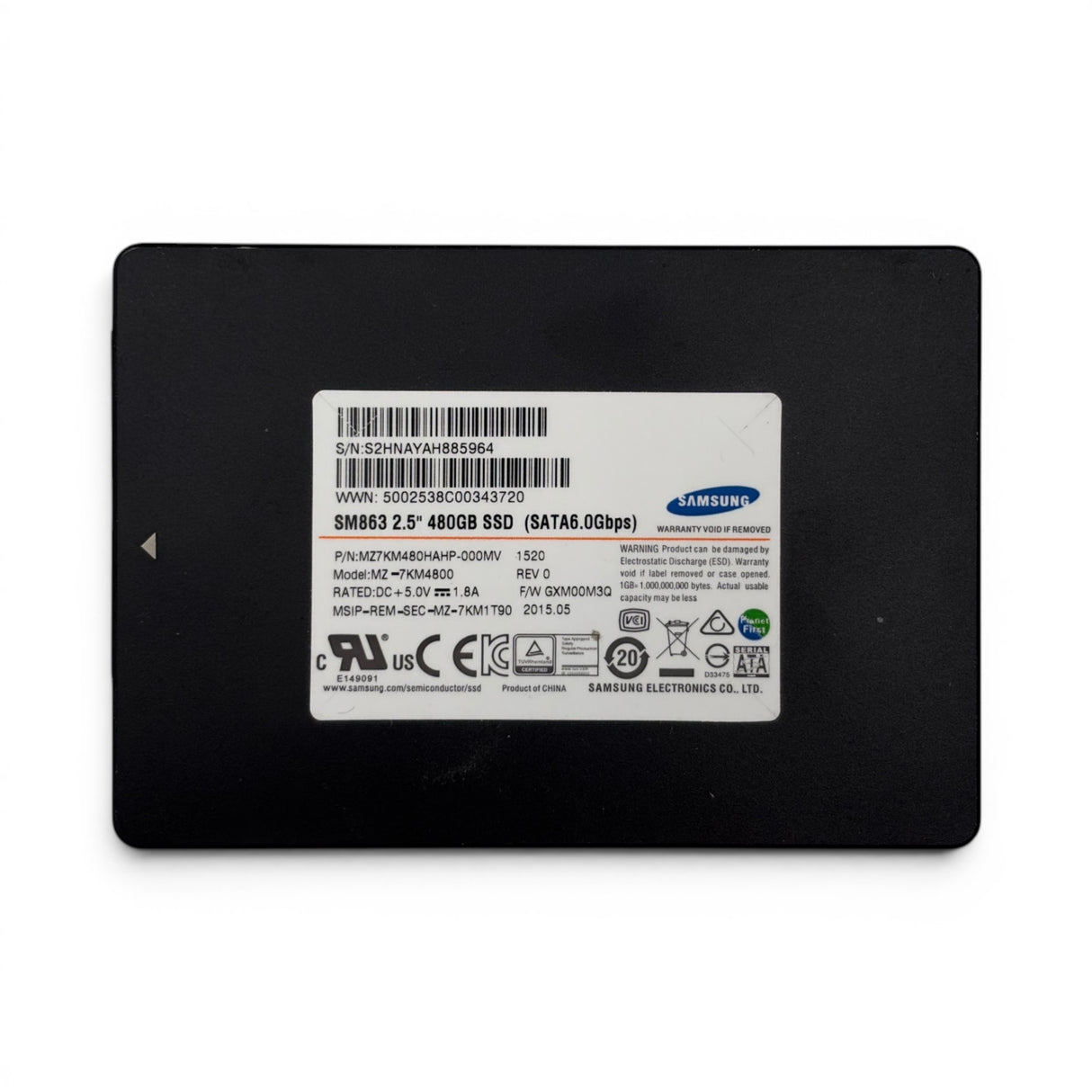 480GB SSD MU SATA 6G SAMSUNG SM863 - P/N: MZ7KM480HAHP-000MV