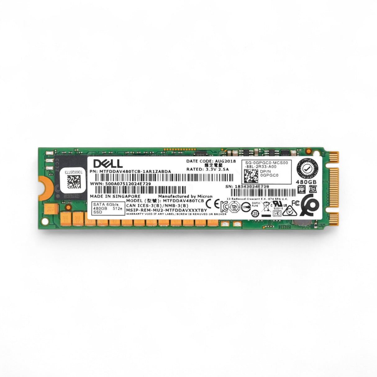 480GB SSD SATA M.2 for BOSS card Dell P/N: 0GPGC0, 07RKD7