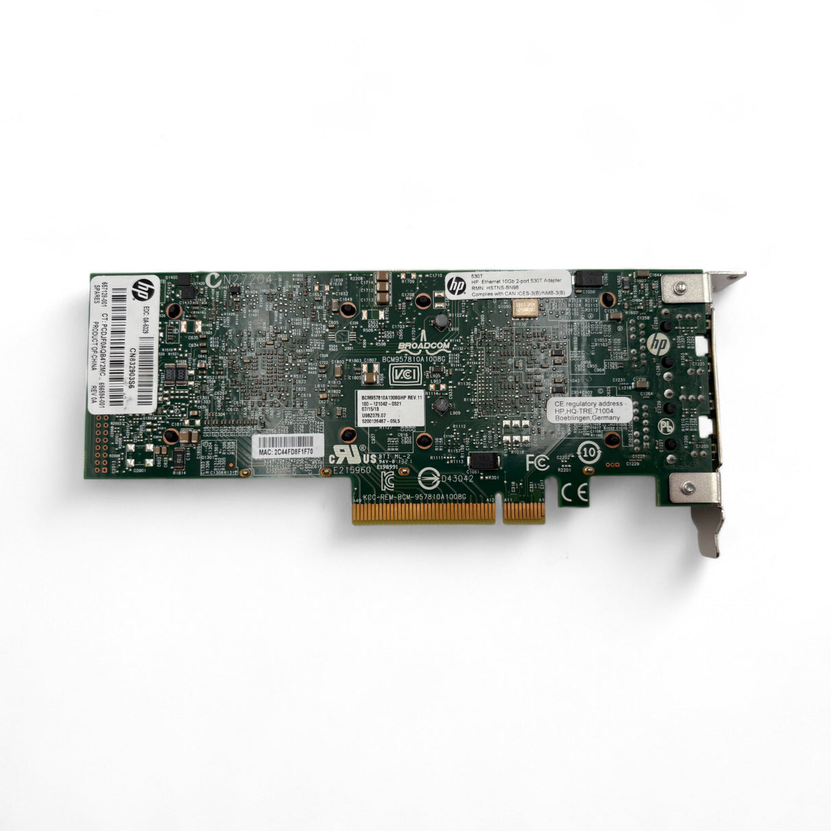 HPE Low Profile 530T 2 Port 10Gb/s NIC P/N: 656594-001, HSTNS-BN98