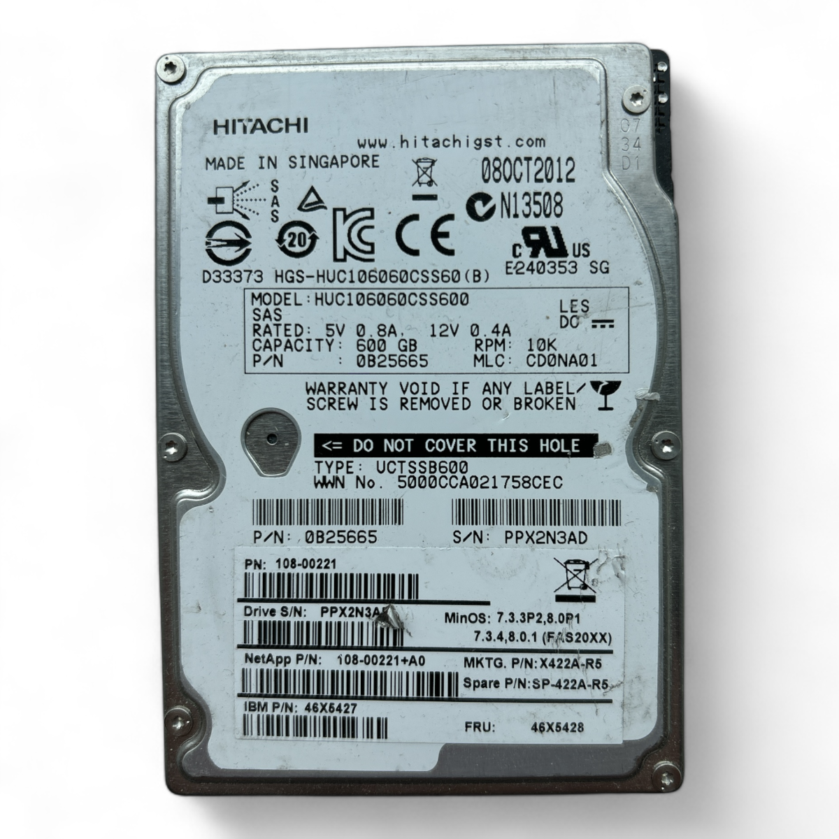 600GB 10K SAS 2.5" HDD 6G Hitachi HUC106060CSS600 P/N: 0B25665