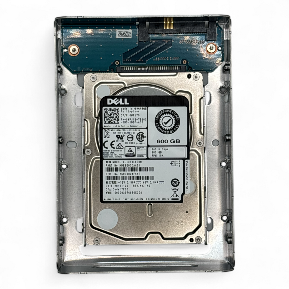 600GB HDD 2.5" SAS 12G 15K Dell P/N: 0WPJY9 AL13SXL600N, HDE9E00DAA51